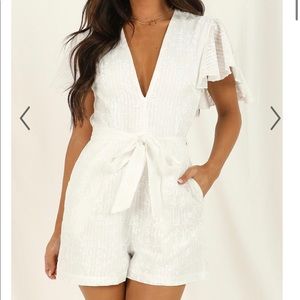 White Showpo embroidered romper